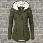 Women's Pleated Hooded Winter Coat – Button Front Longline Pocket Coat