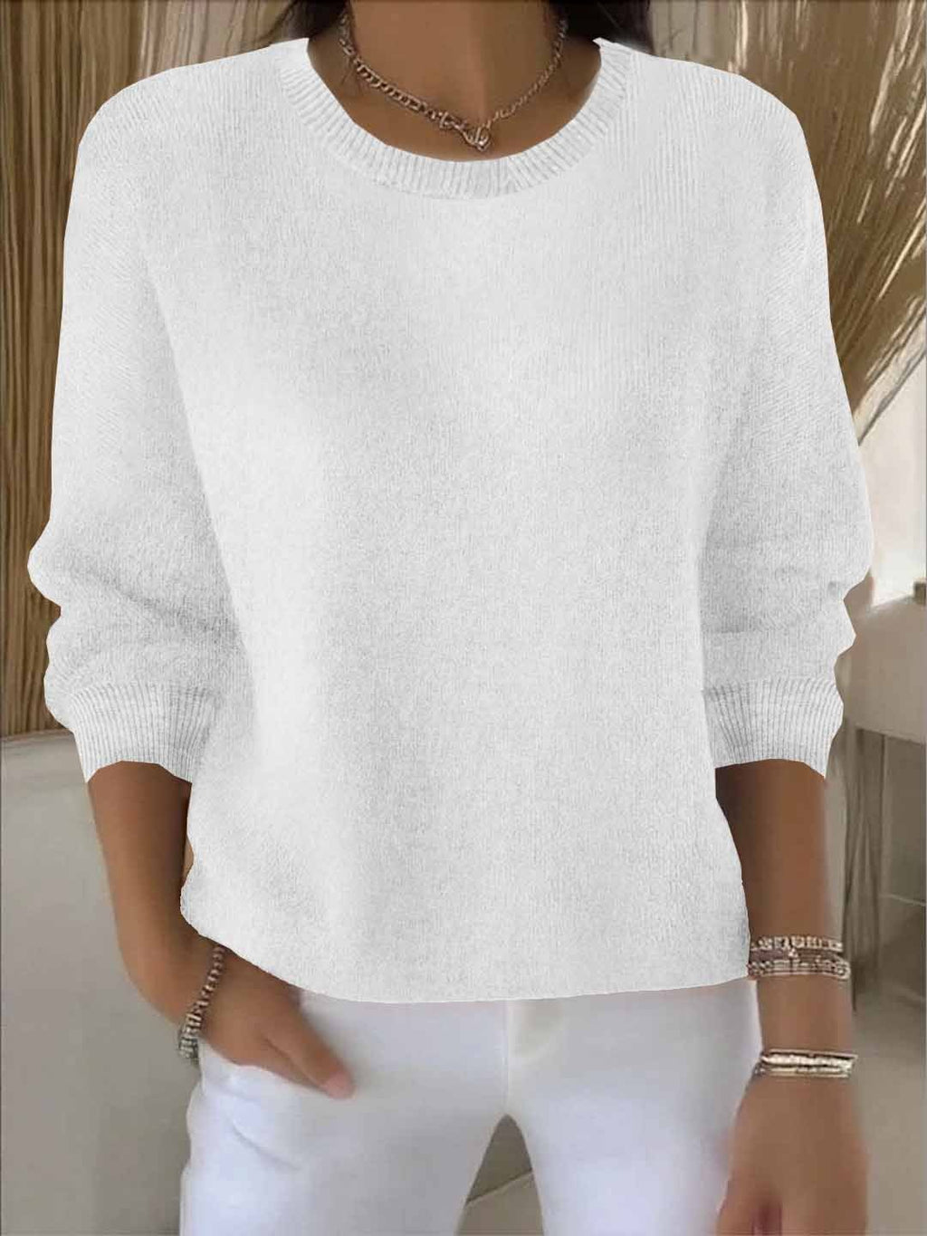 Women's Classic Winter Knit Sweater – Relaxed Long Sleeve Sweater