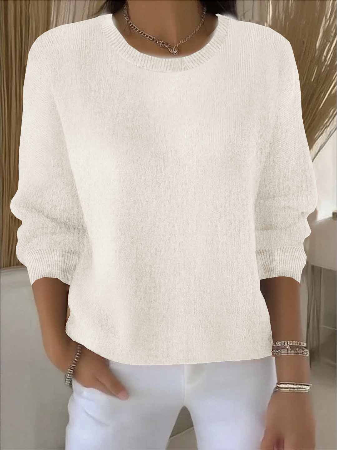 Women's Classic Winter Knit Sweater – Relaxed Long Sleeve Sweater