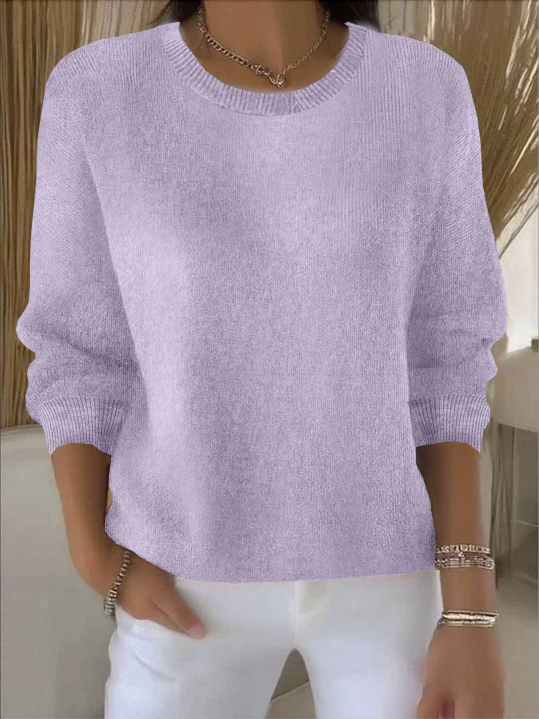 Women's Classic Winter Knit Sweater – Relaxed Long Sleeve Sweater