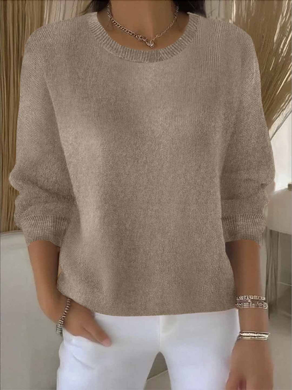 Women's Classic Winter Knit Sweater – Relaxed Long Sleeve Sweater