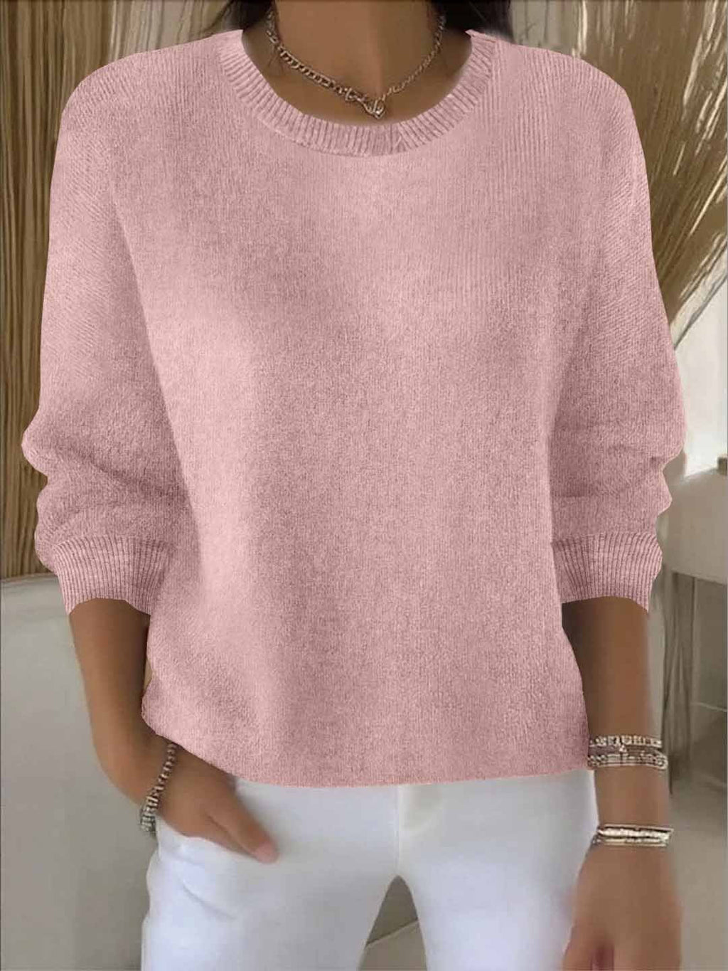 Women's Classic Winter Knit Sweater – Relaxed Long Sleeve Sweater