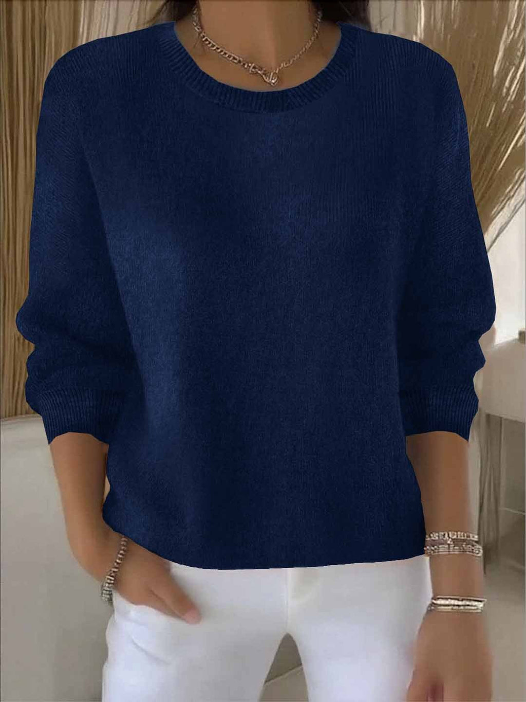 Women's Classic Winter Knit Sweater – Relaxed Long Sleeve Sweater