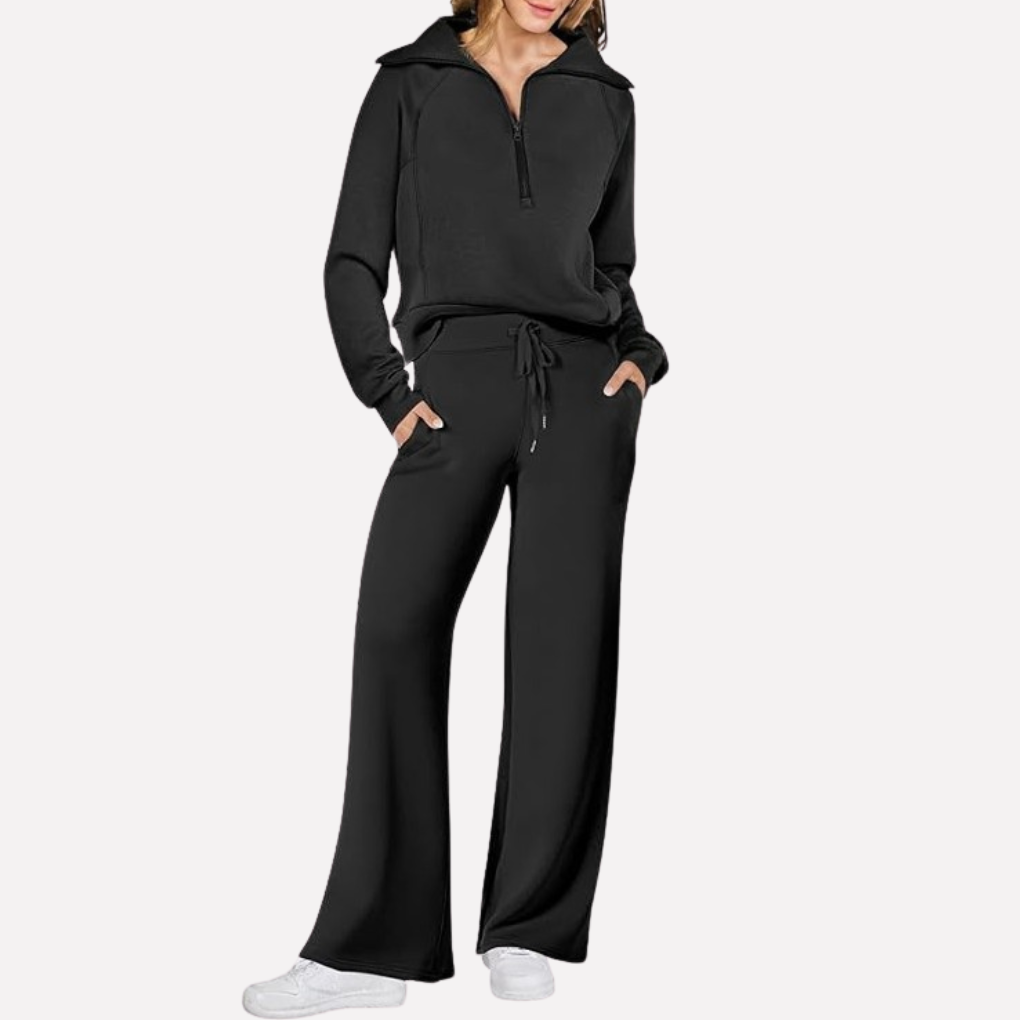 Women's Travel Pants Set – Relaxed Top & Wide Leg Matching Set