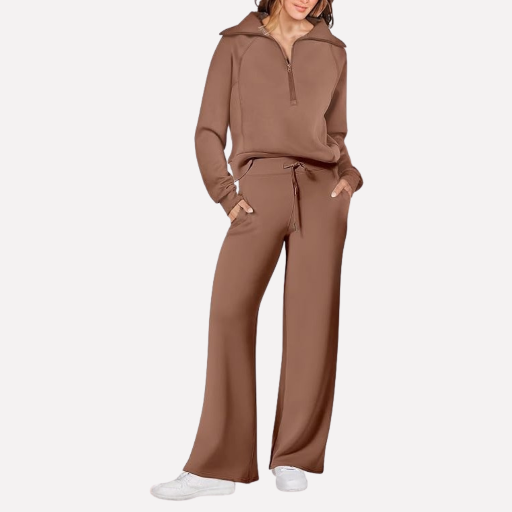 Women's Travel Pants Set – Relaxed Top & Wide Leg Matching Set