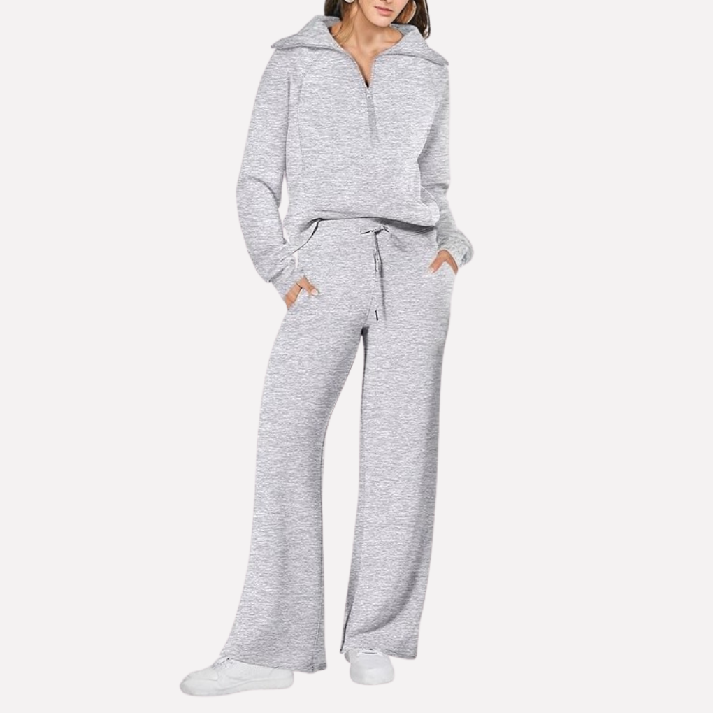 Women's Travel Pants Set – Relaxed Top & Wide Leg Matching Set