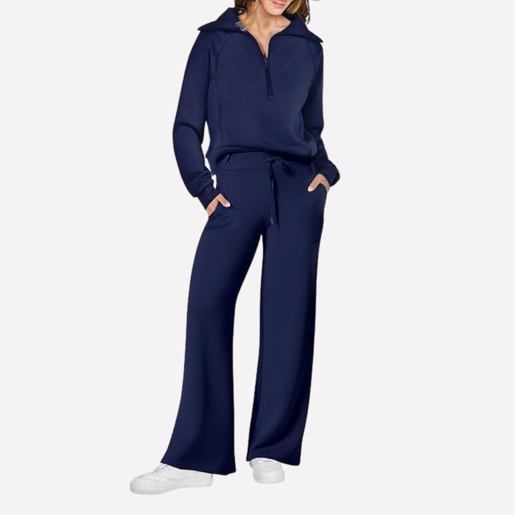 Women's Travel Pants Set – Relaxed Top & Wide Leg Matching Set