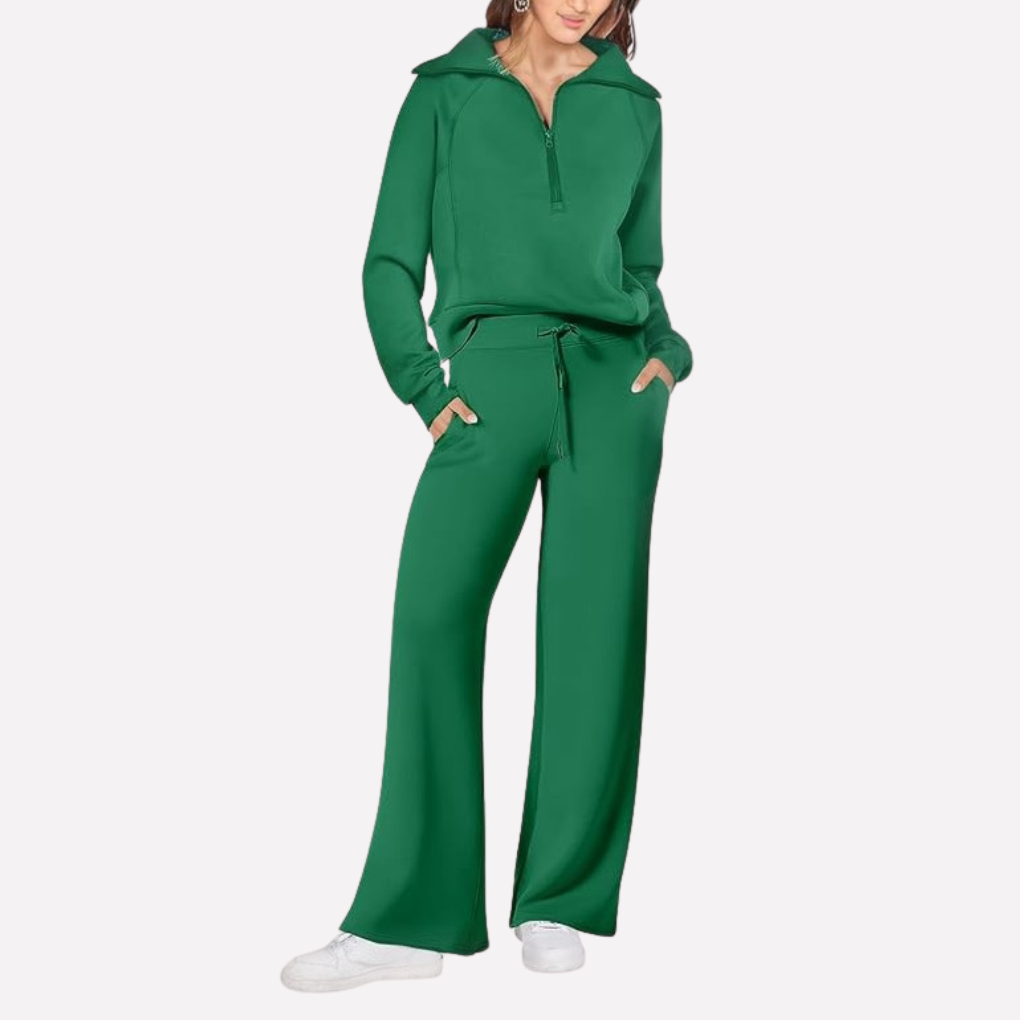 Women's Travel Pants Set – Relaxed Top & Wide Leg Matching Set