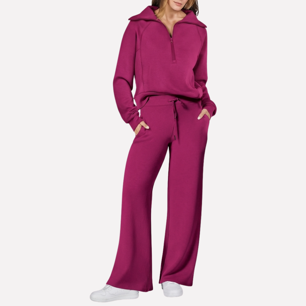 Women's Travel Pants Set – Relaxed Top & Wide Leg Matching Set