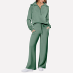 Women's Travel Pants Set – Relaxed Top & Wide Leg Matching Set