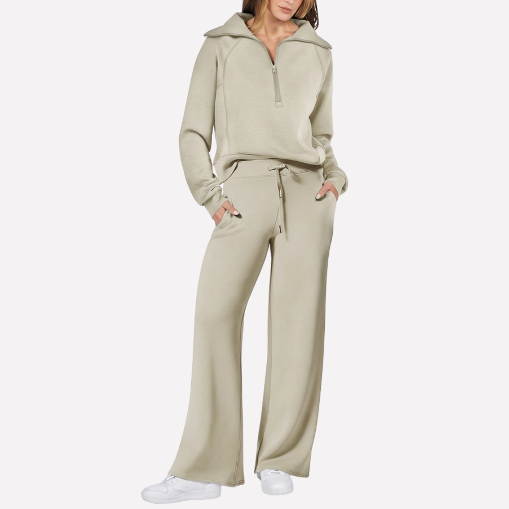 Women's Travel Pants Set – Relaxed Top & Wide Leg Matching Set