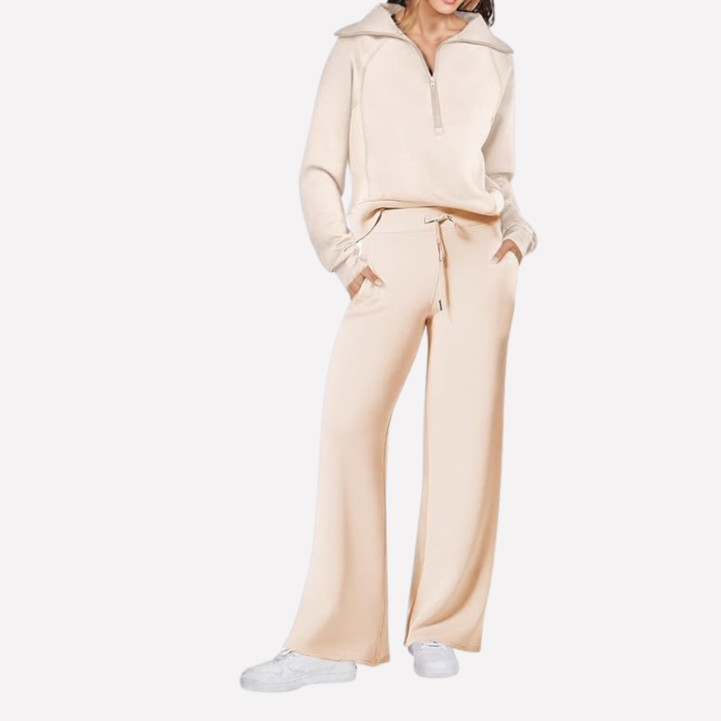 Women's Travel Pants Set – Relaxed Top & Wide Leg Matching Set