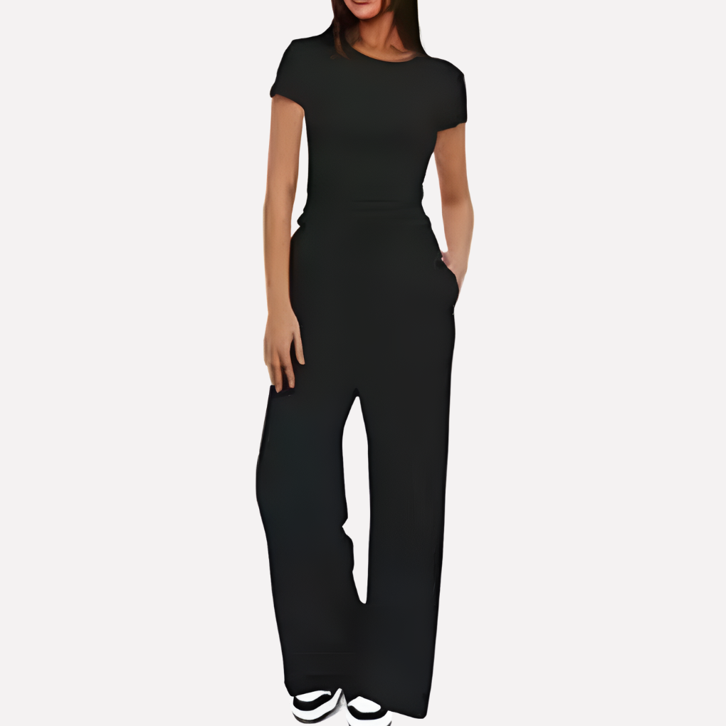 Women's Ruffle Top Pants Set – Cropped Top & Wide Leg Lounge Set