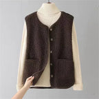 Women's Button Front Vest – Relaxed Pocket Layering Gilet