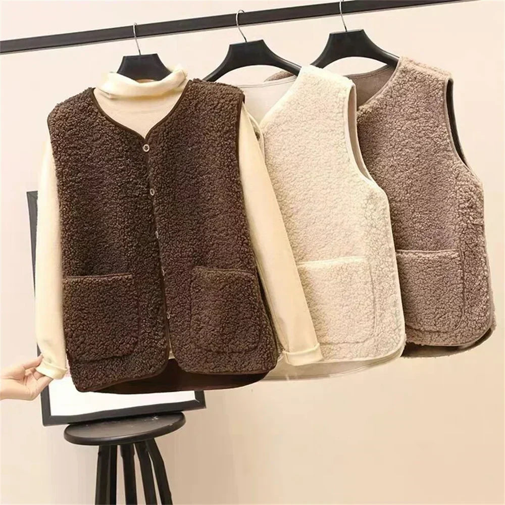 Women's Button Front Vest – Relaxed Pocket Layering Gilet
