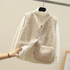 Women's Button Front Vest – Relaxed Pocket Layering Gilet