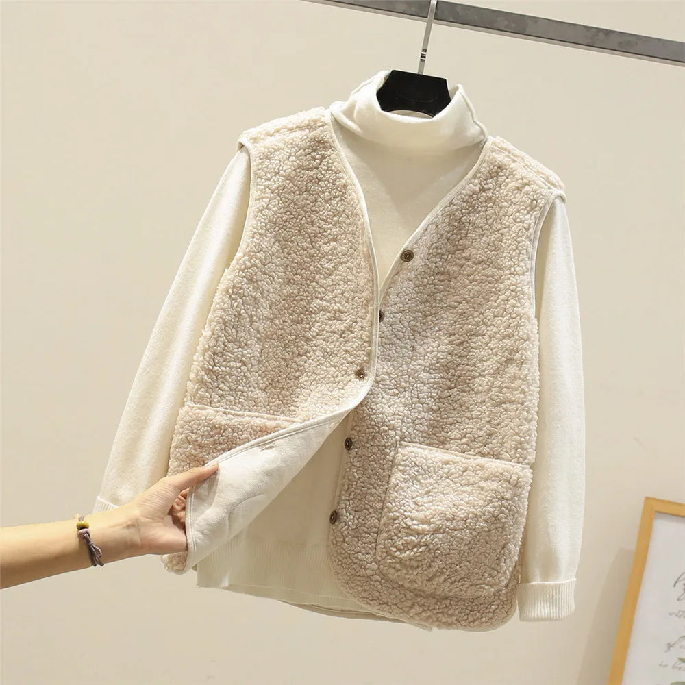 Women's Button Front Vest – Relaxed Pocket Layering Gilet