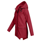 Women's Hooded Pocket Jacket – Mid-Length Zip-Up Outdoor Jacket