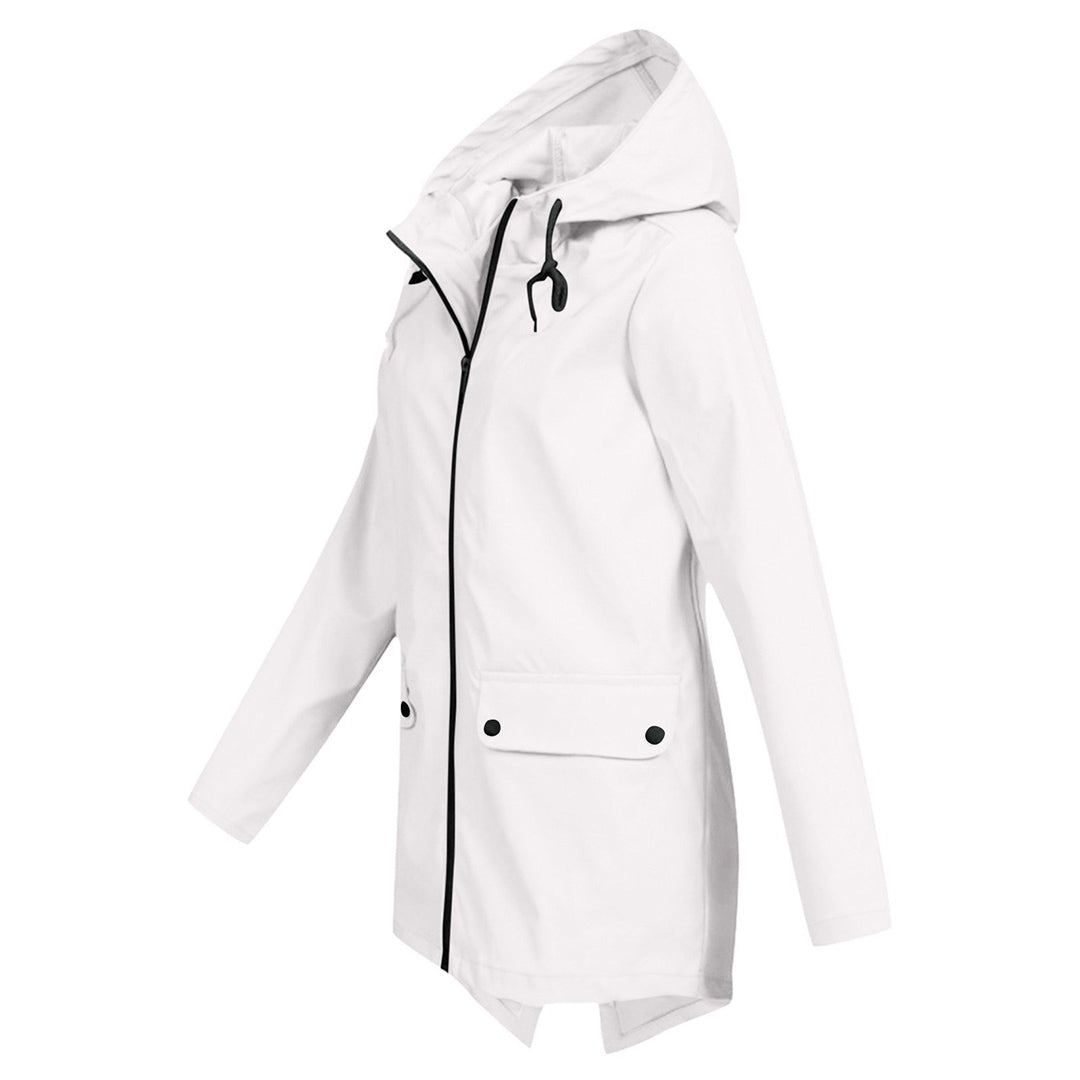 Women's Hooded Pocket Jacket – Mid-Length Zip-Up Outdoor Jacket