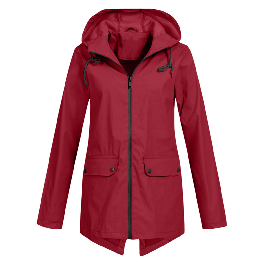 Women's Hooded Pocket Jacket – Mid-Length Zip-Up Outdoor Jacket