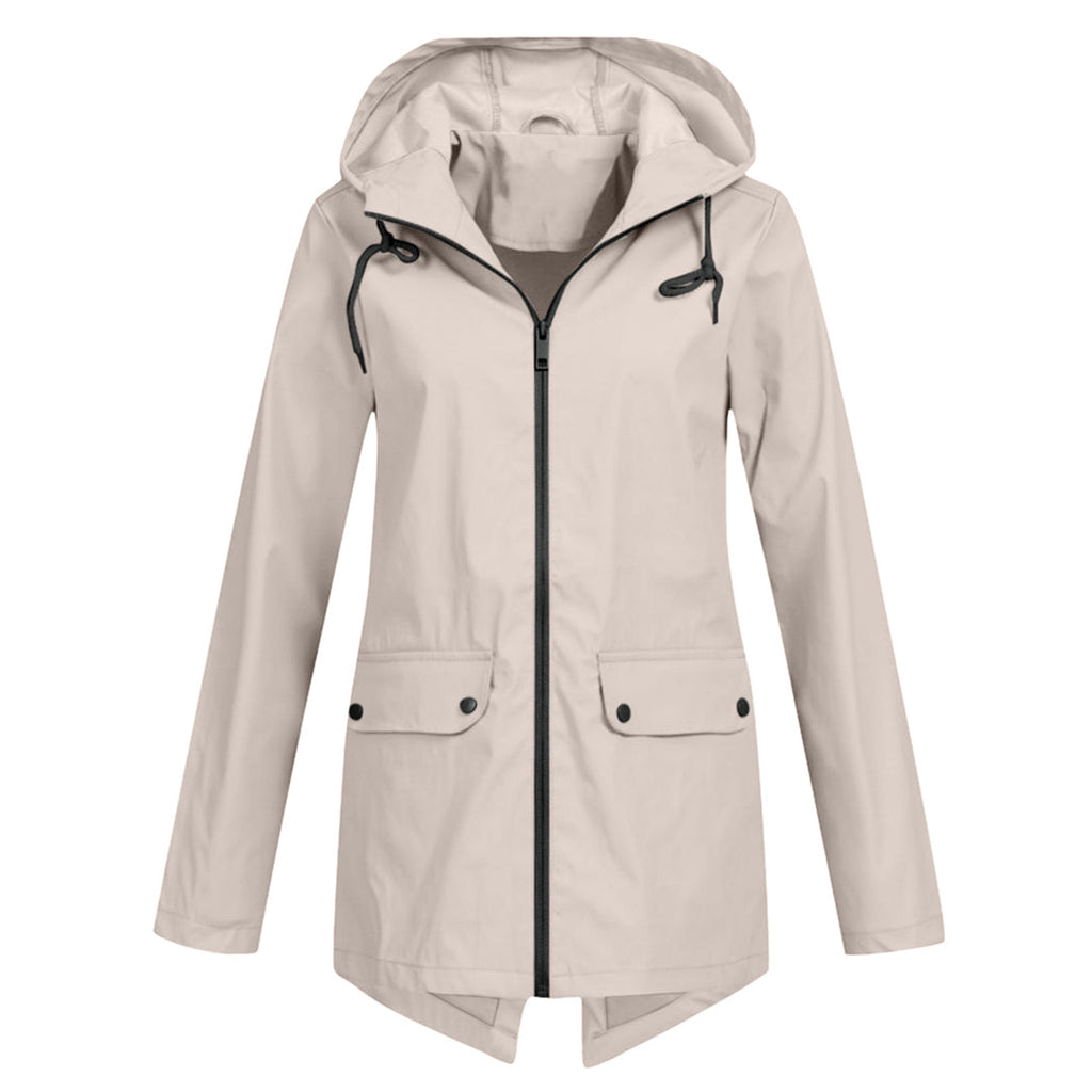 Women's Hooded Pocket Jacket – Mid-Length Zip-Up Outdoor Jacket