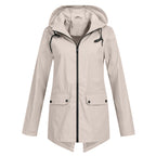 Women's Hooded Pocket Jacket – Mid-Length Zip-Up Outdoor Jacket