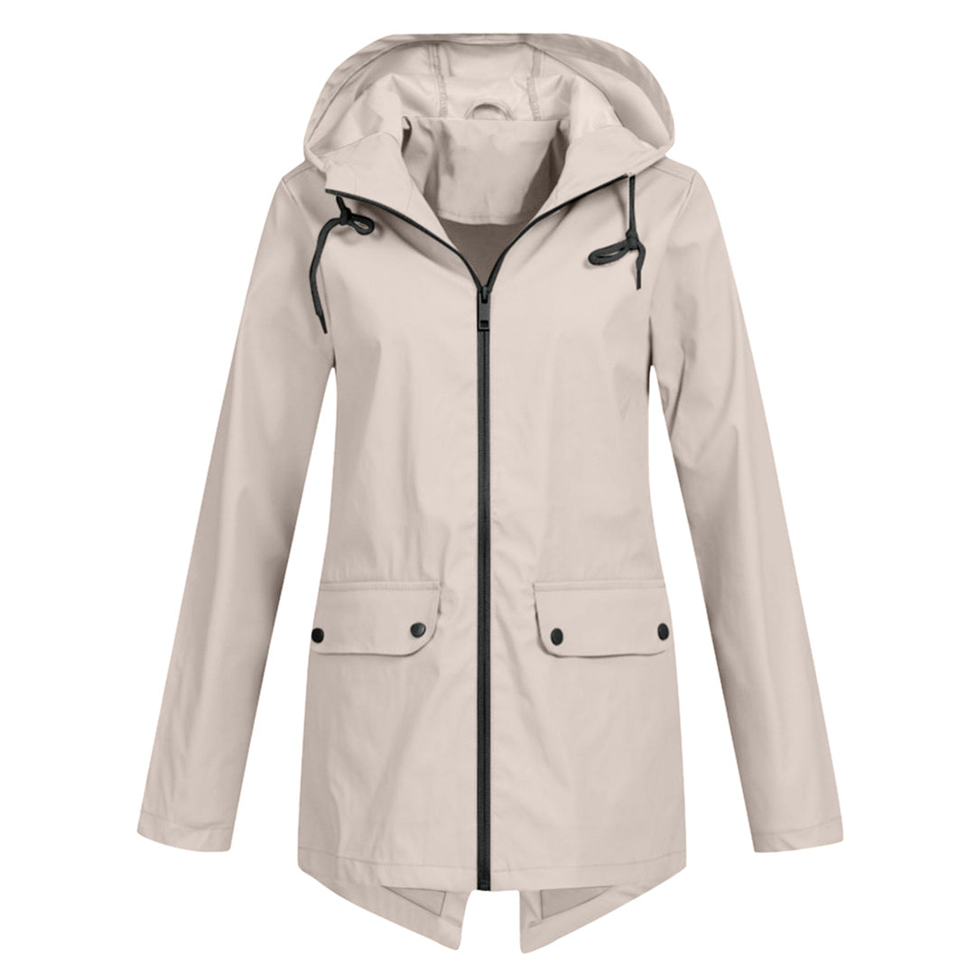 Women's Hooded Pocket Jacket – Mid-Length Zip-Up Outdoor Jacket