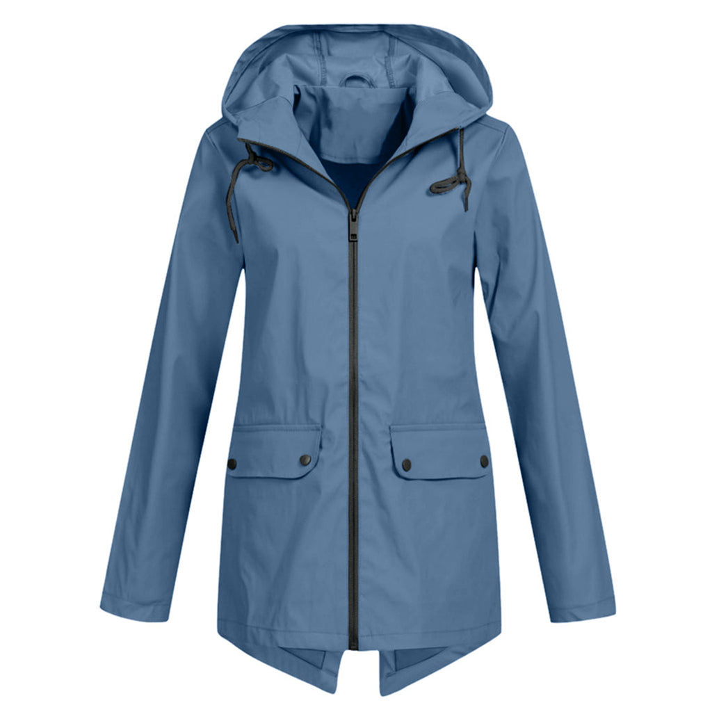 Women's Hooded Pocket Jacket – Mid-Length Zip-Up Outdoor Jacket