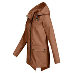 Women's Hooded Pocket Jacket – Mid-Length Zip-Up Outdoor Jacket
