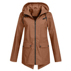 Women's Hooded Pocket Jacket – Mid-Length Zip-Up Outdoor Jacket