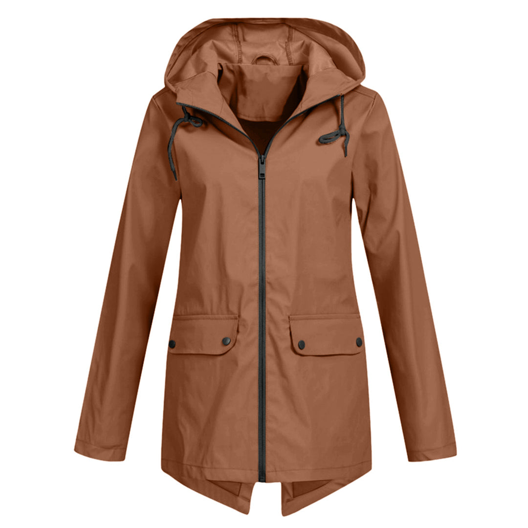 Women's Hooded Pocket Jacket – Mid-Length Zip-Up Outdoor Jacket