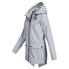Women's Hooded Pocket Jacket – Mid-Length Zip-Up Outdoor Jacket