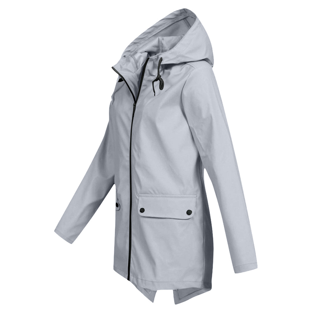 Women's Hooded Pocket Jacket – Mid-Length Zip-Up Outdoor Jacket