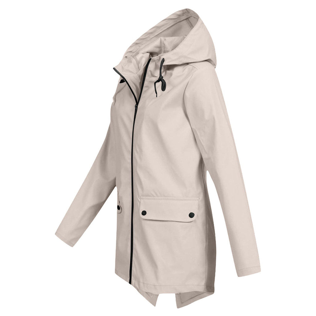 Women's Hooded Pocket Jacket – Mid-Length Zip-Up Outdoor Jacket