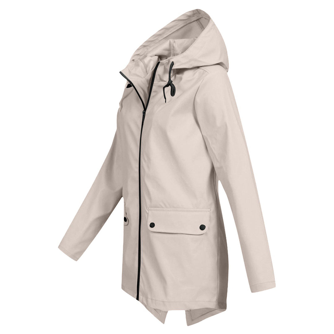 Women's Hooded Pocket Jacket – Mid-Length Zip-Up Outdoor Jacket