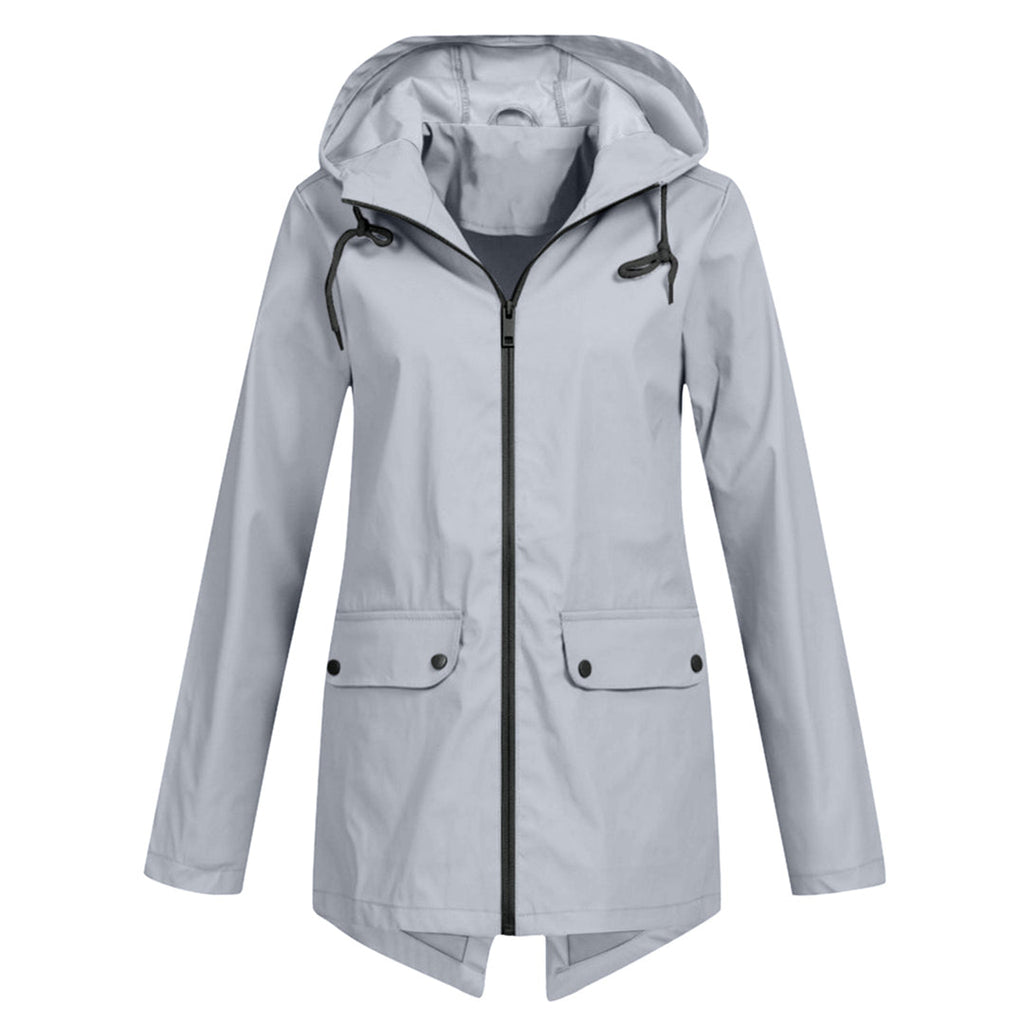 Women's Hooded Pocket Jacket – Mid-Length Zip-Up Outdoor Jacket