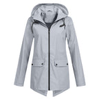 Women's Hooded Pocket Jacket – Mid-Length Zip-Up Outdoor Jacket