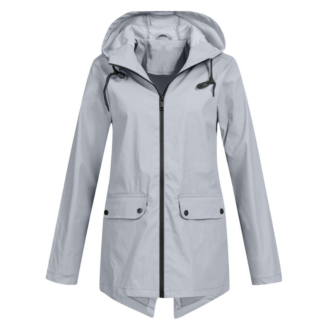Women's Hooded Pocket Jacket – Mid-Length Zip-Up Outdoor Jacket