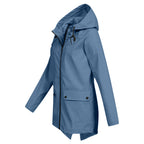 Women's Hooded Pocket Jacket – Mid-Length Zip-Up Outdoor Jacket
