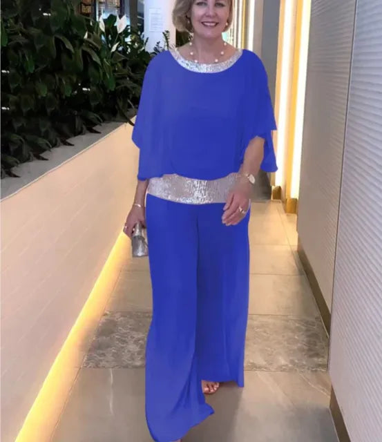 Women's High Rise Wide Leg Pants Set – Relaxed Top & Matching Trousers
