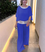 Women's High Rise Wide Leg Pants Set – Relaxed Top & Matching Trousers