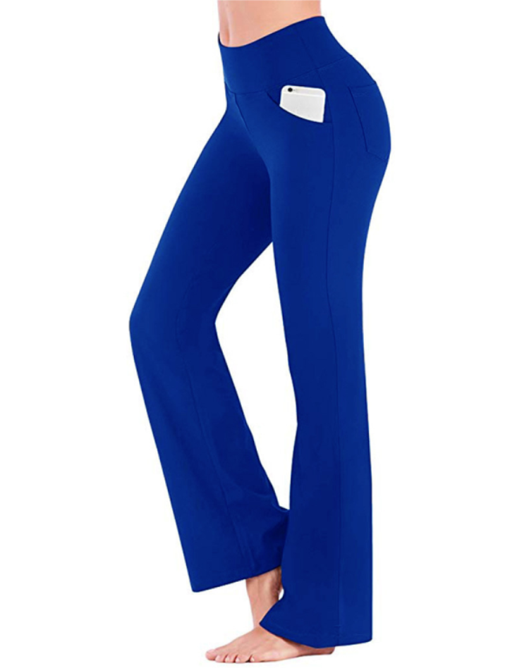 Women's High Waisted Pull-On Flared Pants – Fitted Stretch Trousers