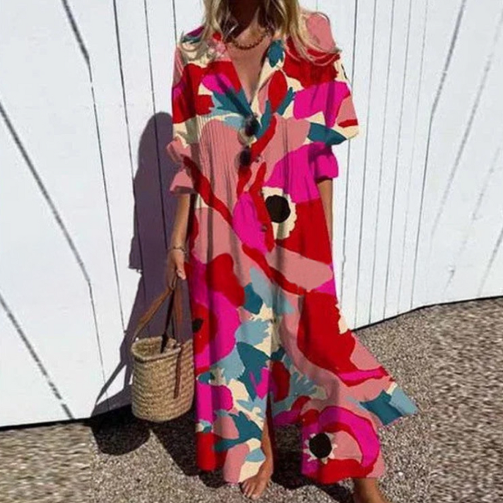 Women's Floral Pocket Maxi Dress – Flowy Summer Dress