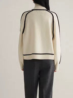 Women's Contrast Turtleneck Sweater – Color Block High Neck Pullover