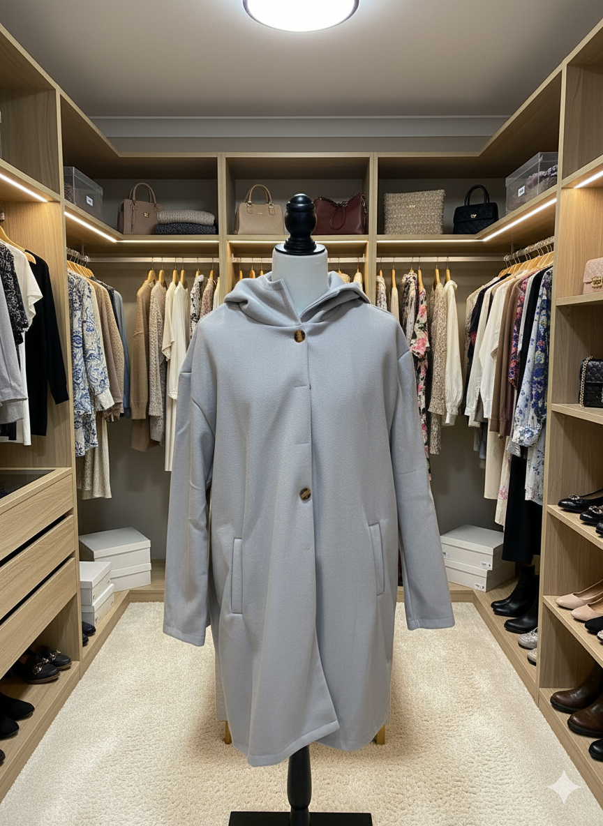 Women's Hooded Longline Jacket – Wind Resistant Transitional Coat