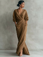 Women's V-Neck Maxi Dress – Minimalist Flowy Summer Dress