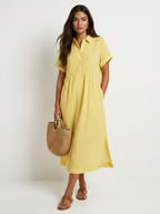 Alanah | Striped Shirt Dress with button front and button closure