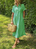Alanah | Striped Shirt Dress with button front and button closure