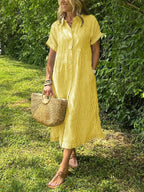 Alanah | Striped Shirt Dress with button front and button closure
