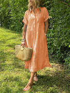 Alanah | Striped Shirt Dress with button front and button closure